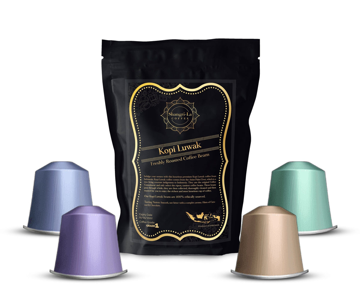 WHOLE BEAN COFFEE GROUND COFFEE NESPRESSO PODS Kopi Luwak Coffee